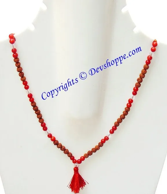 Rudraksha Coral (Munga) combination mala for planet Mars