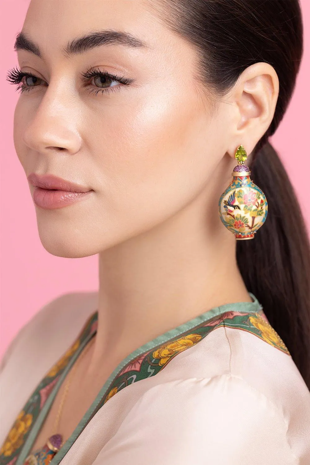 Snuff Bottle Marquetry Earrings