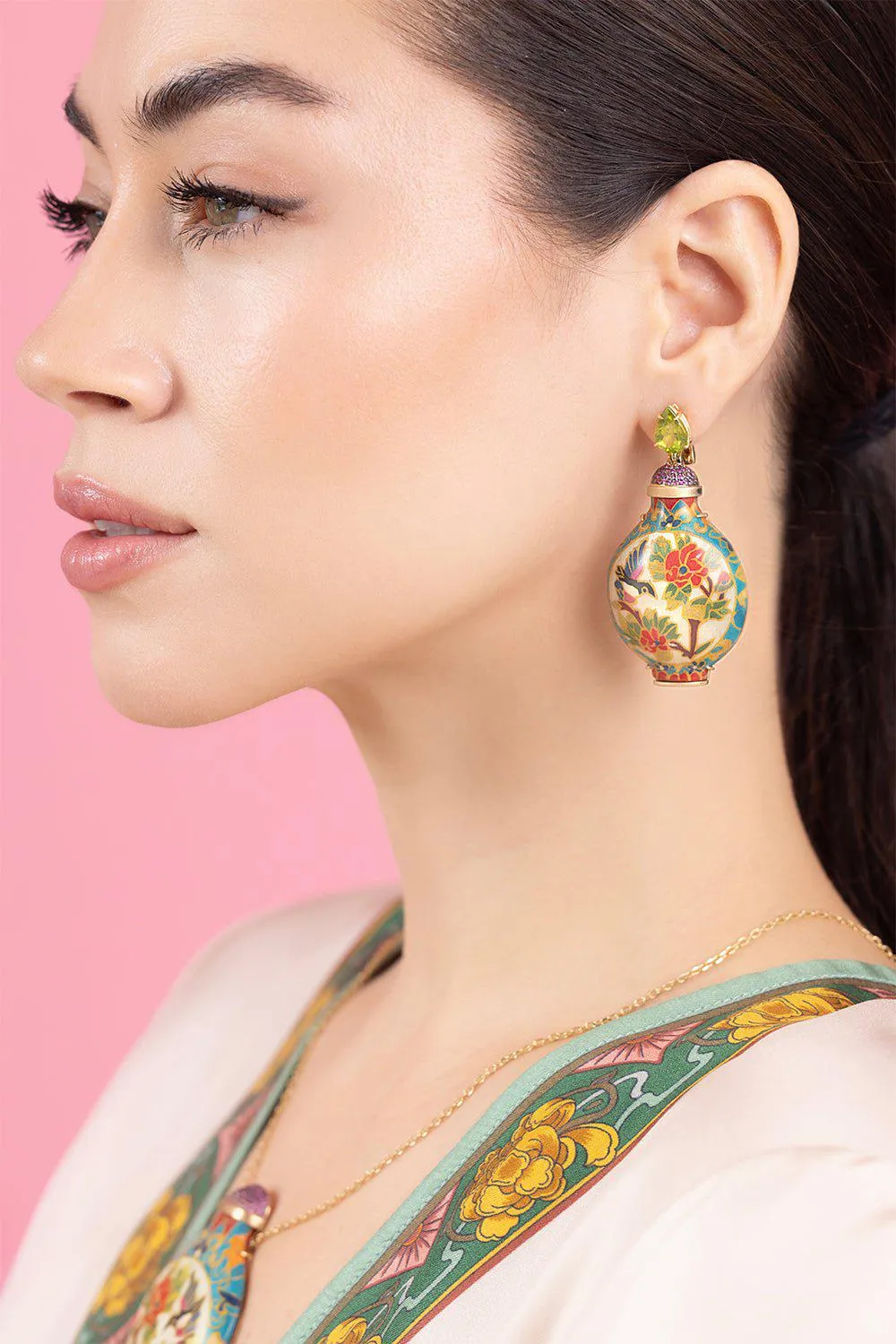 Snuff Bottle Marquetry Earrings