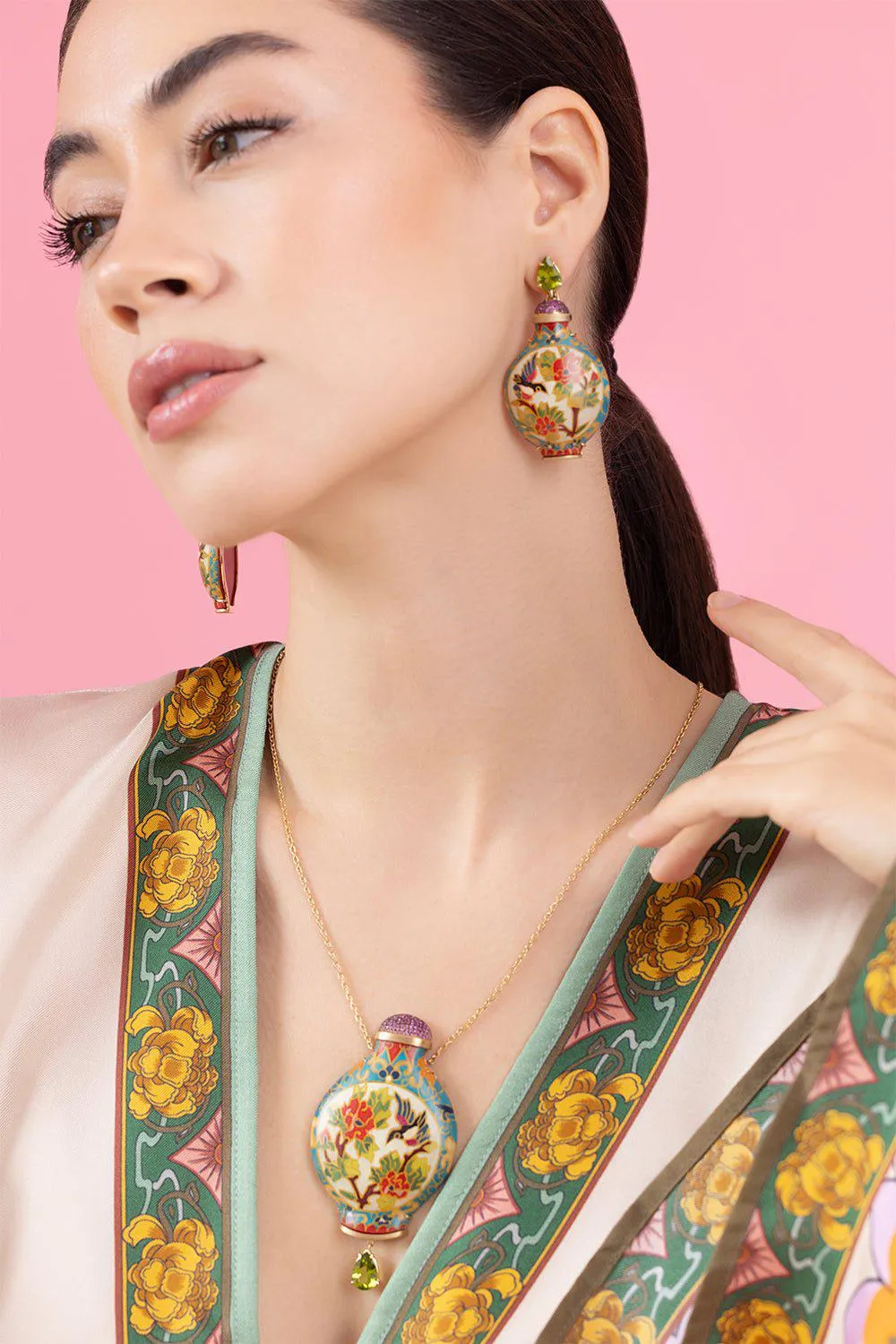 Snuff Bottle Marquetry Earrings