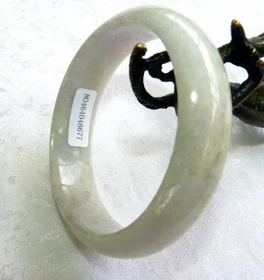 Soft Green with Lavender Hues Burmese Jadeite Bangle Bracelet Grade A 54 mm   Certificate (677)
