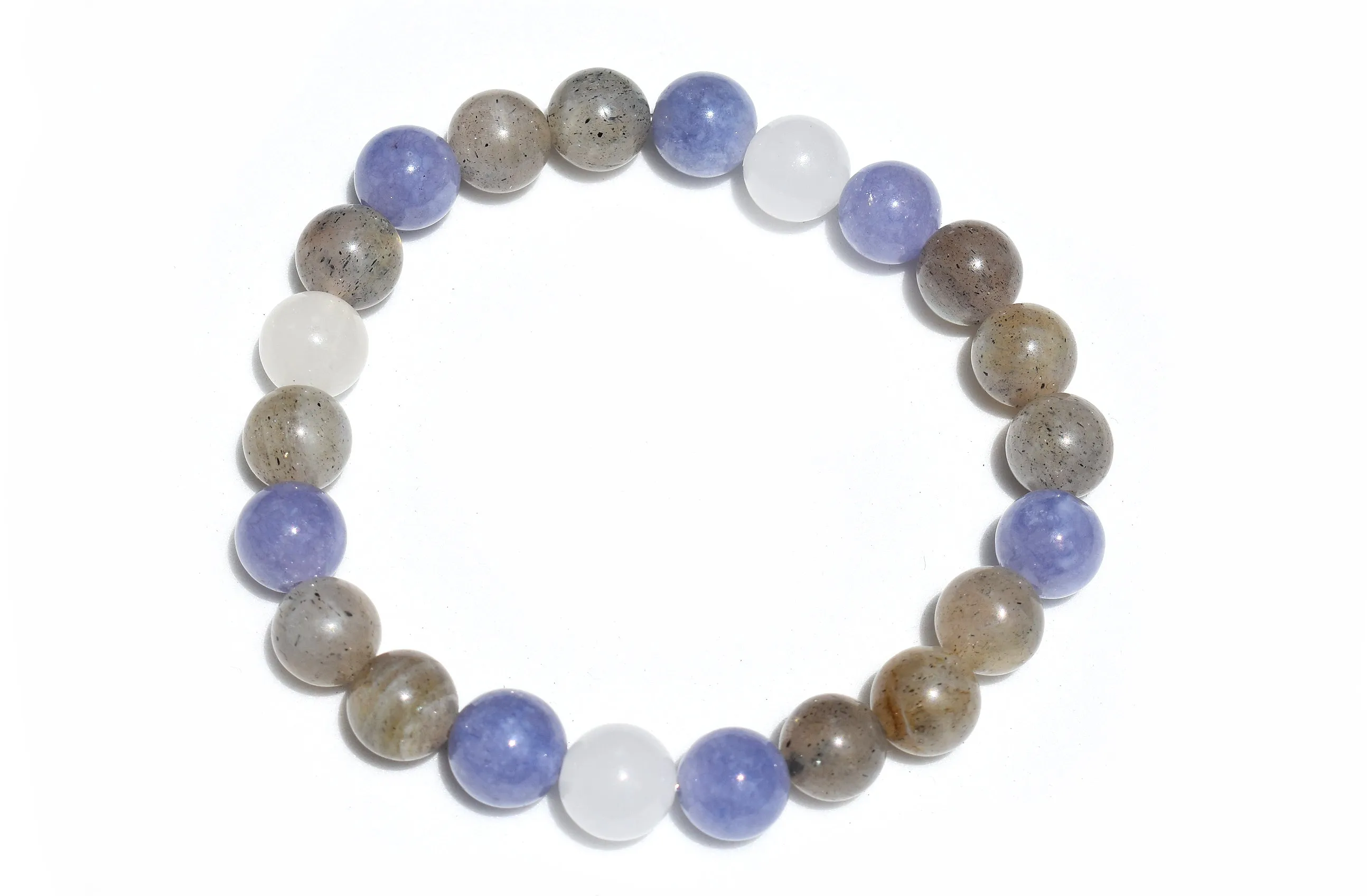 Soul's Flight  - Labradorite, White Jade & Angelite bracelet