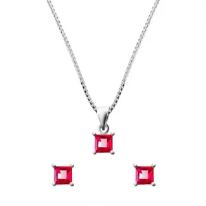 Square Ruby Jewellery Set