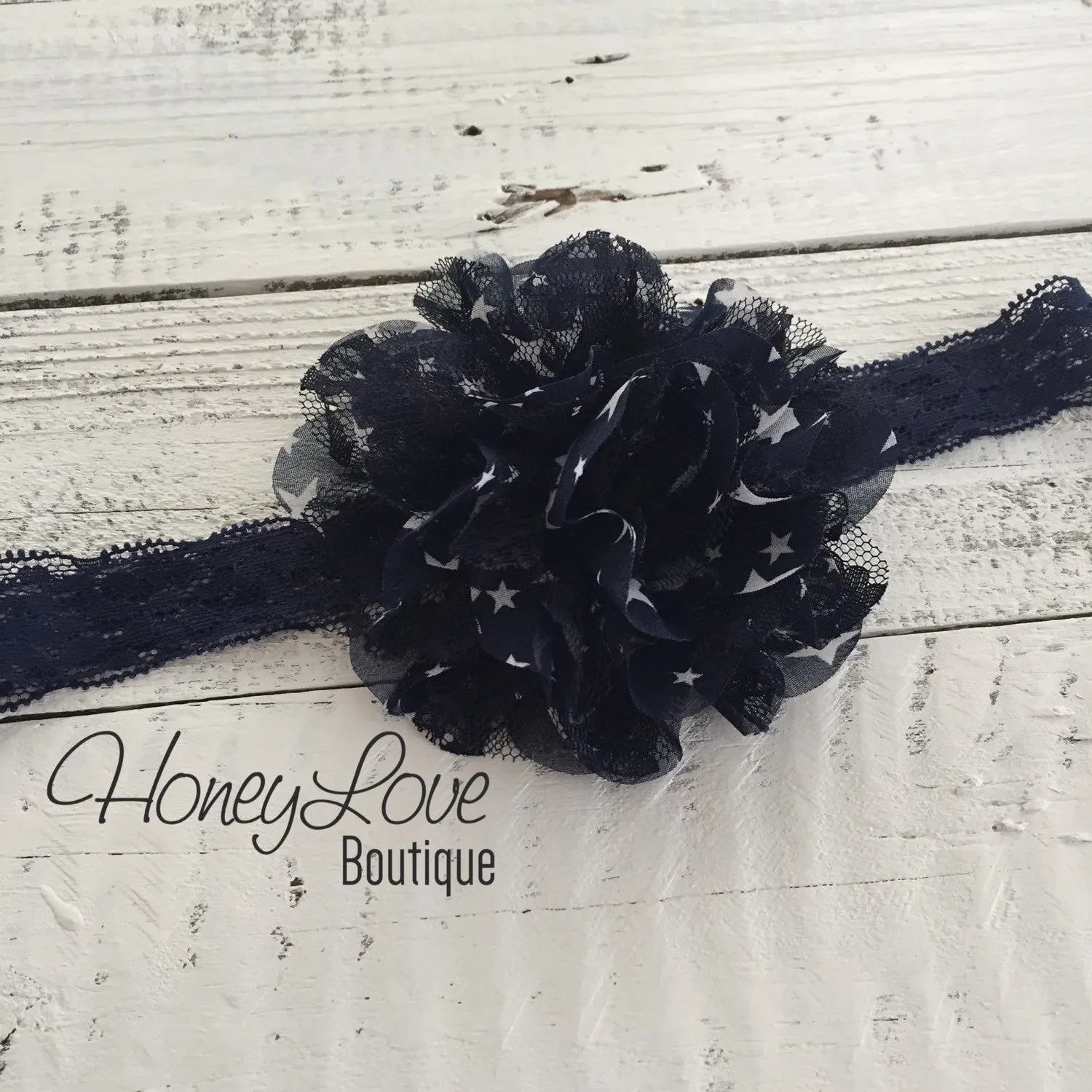 Star chiffon and lace layered headband