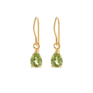 Teardrop Earring, Peridot, Gold