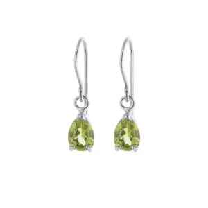 Teardrop Earring, Peridot, Silver