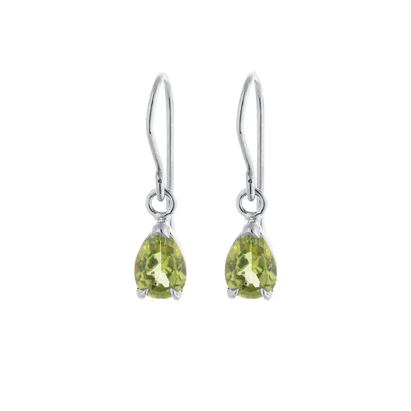 Teardrop Earring, Peridot, Silver