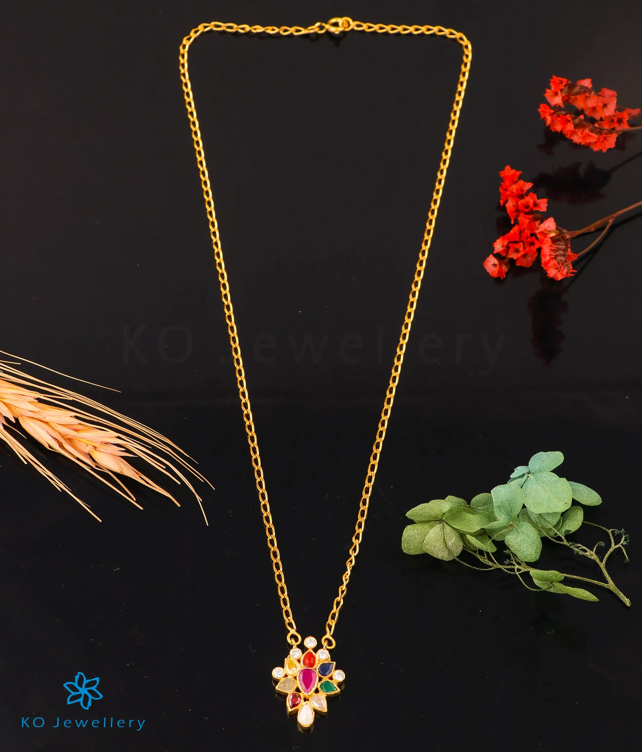 The Aham Silver Navratna Necklace