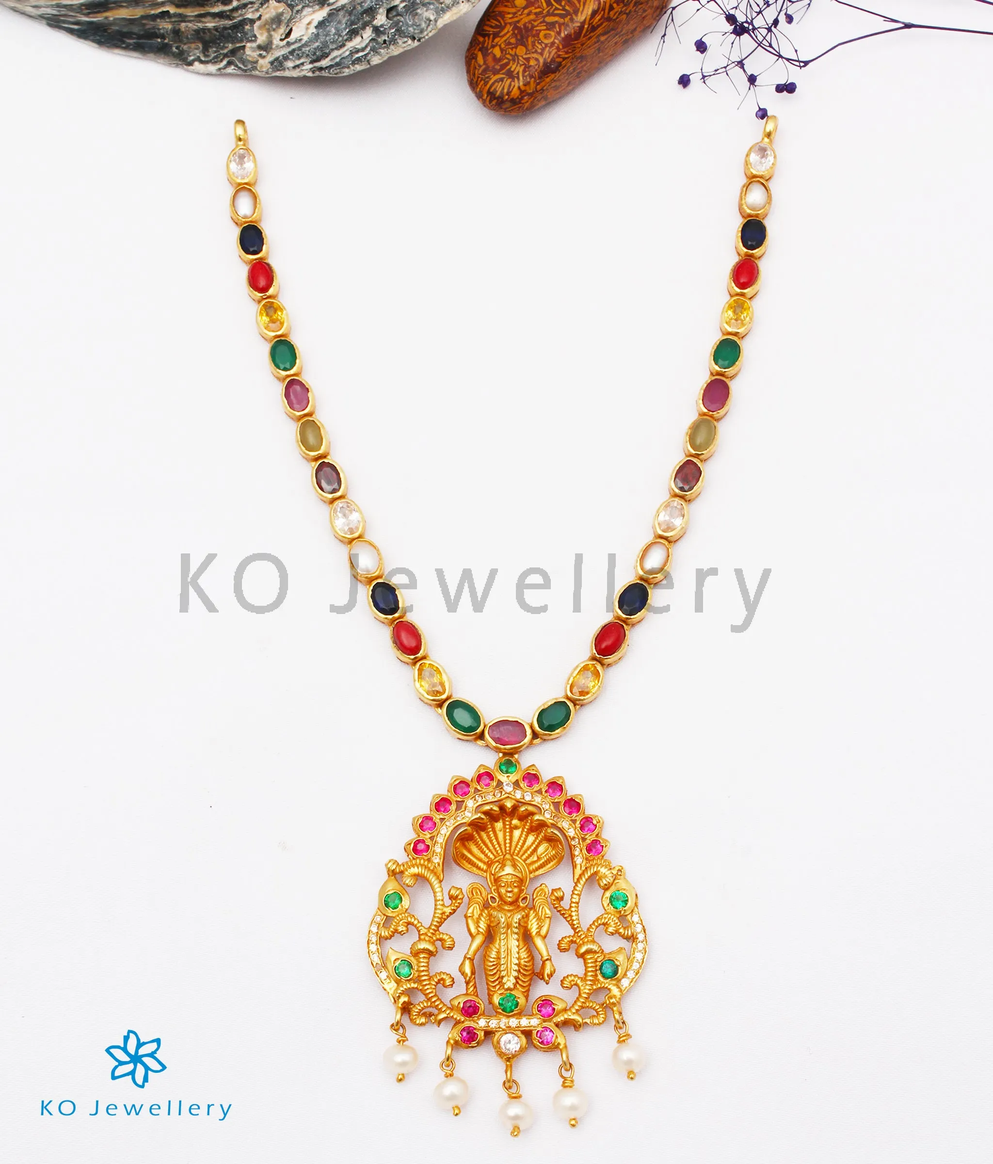 The Dharesh Silver Navratna Necklace