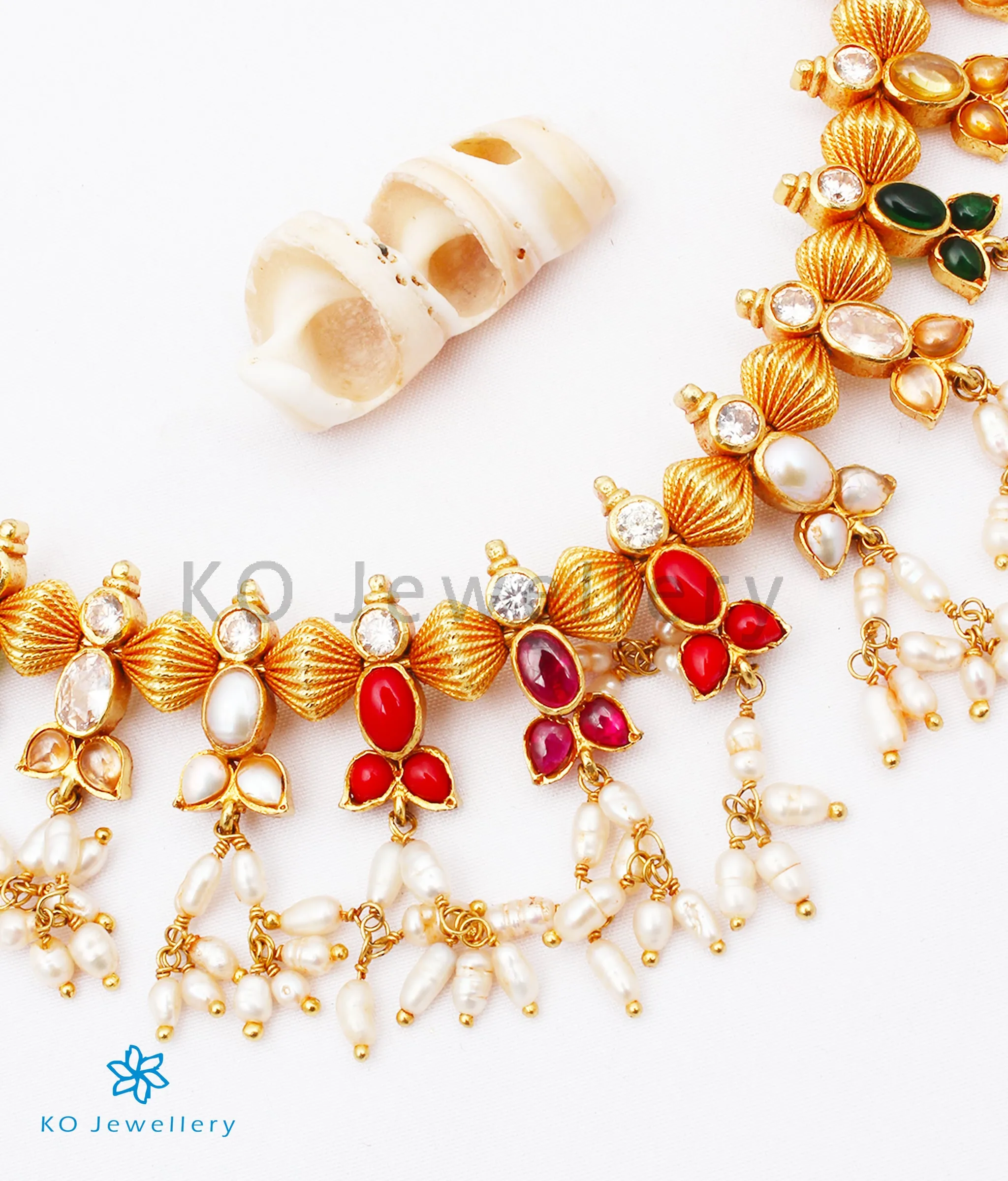 The Sampriti Silver Navratna Necklace (Short)