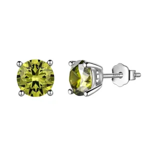 Tokyo Mart Round Birthstone August Peridot Earrings Stud Women Girls Jewelry Birthday Gift Sterling Silver