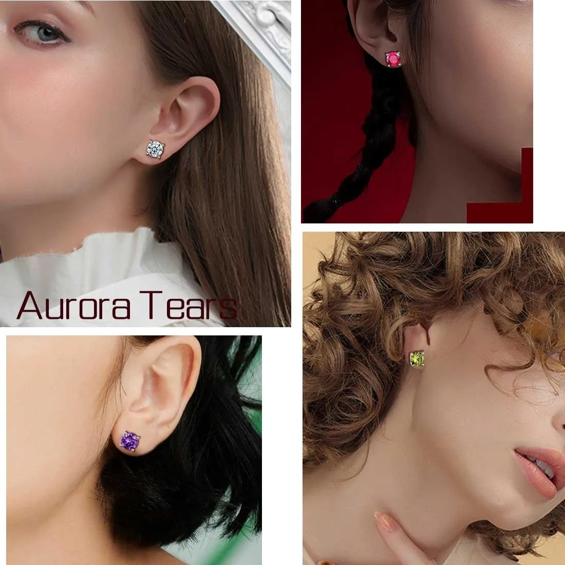 Tokyo Mart Round Birthstone August Peridot Earrings Stud Women Girls Jewelry Birthday Gift Sterling Silver