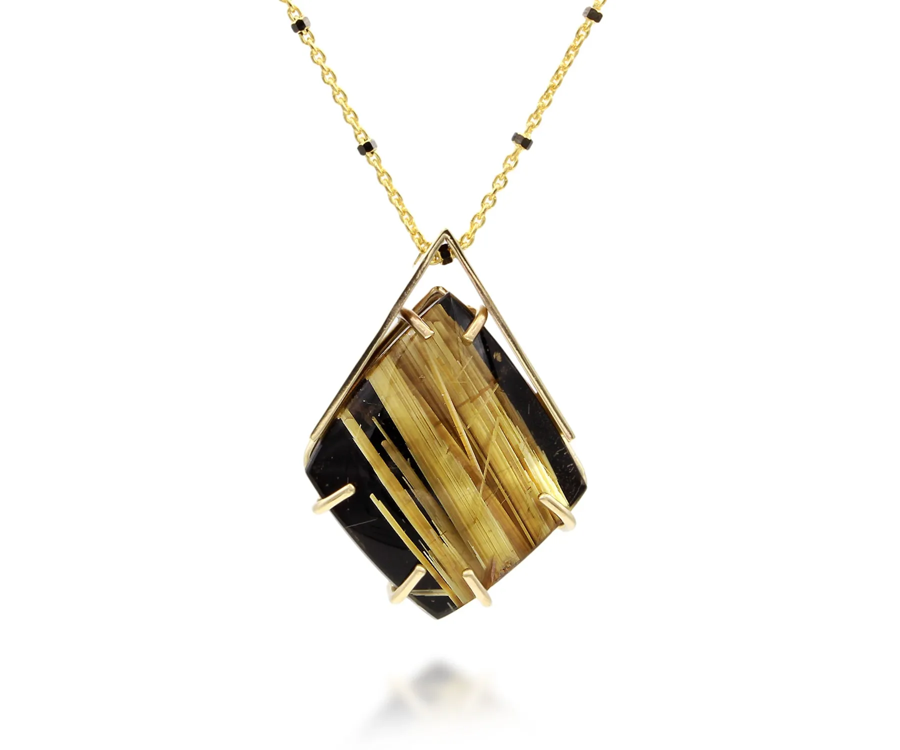 Triangle Rutilated Quartz Black Onyx Matching Set