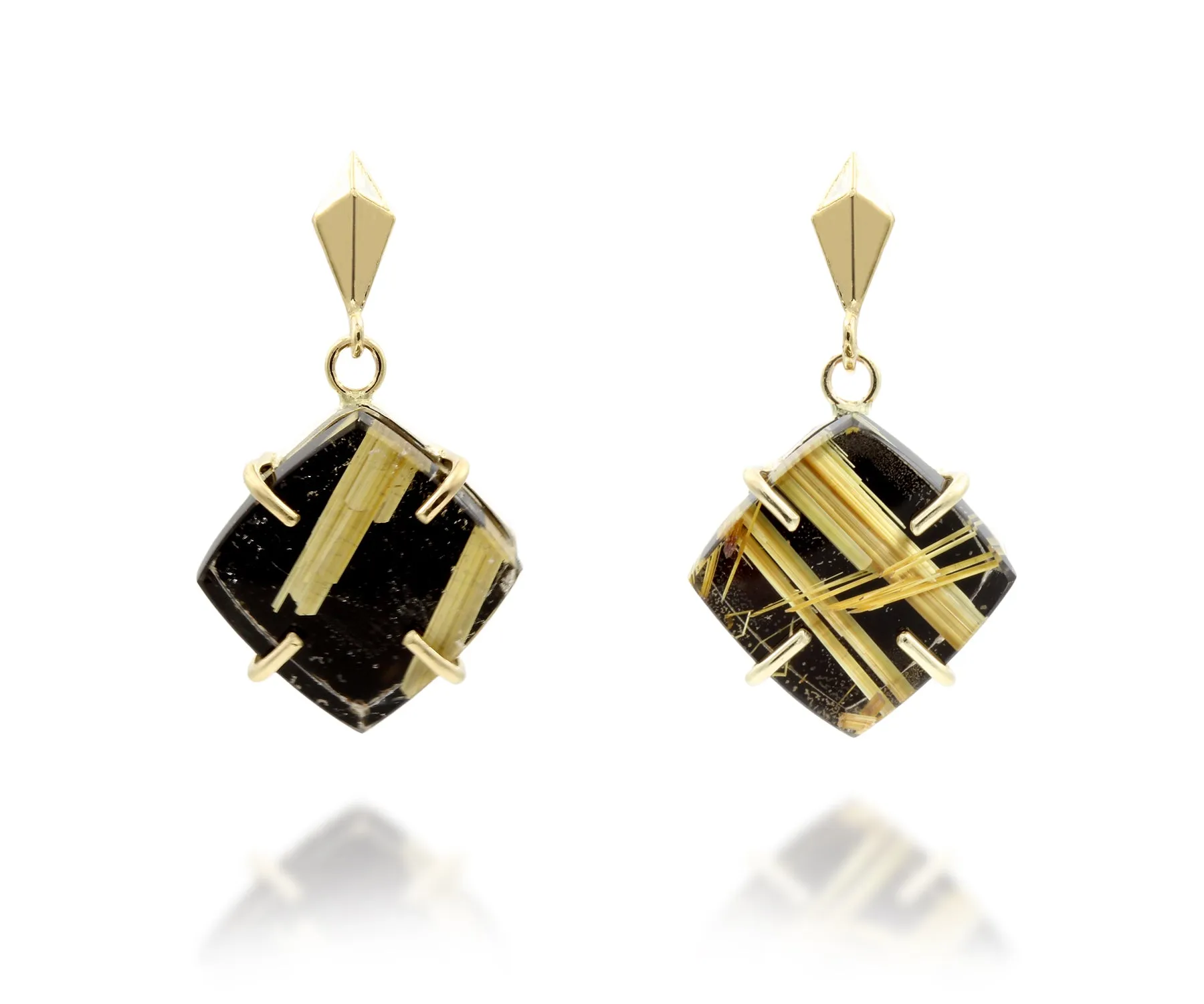 Triangle Rutilated Quartz Black Onyx Matching Set
