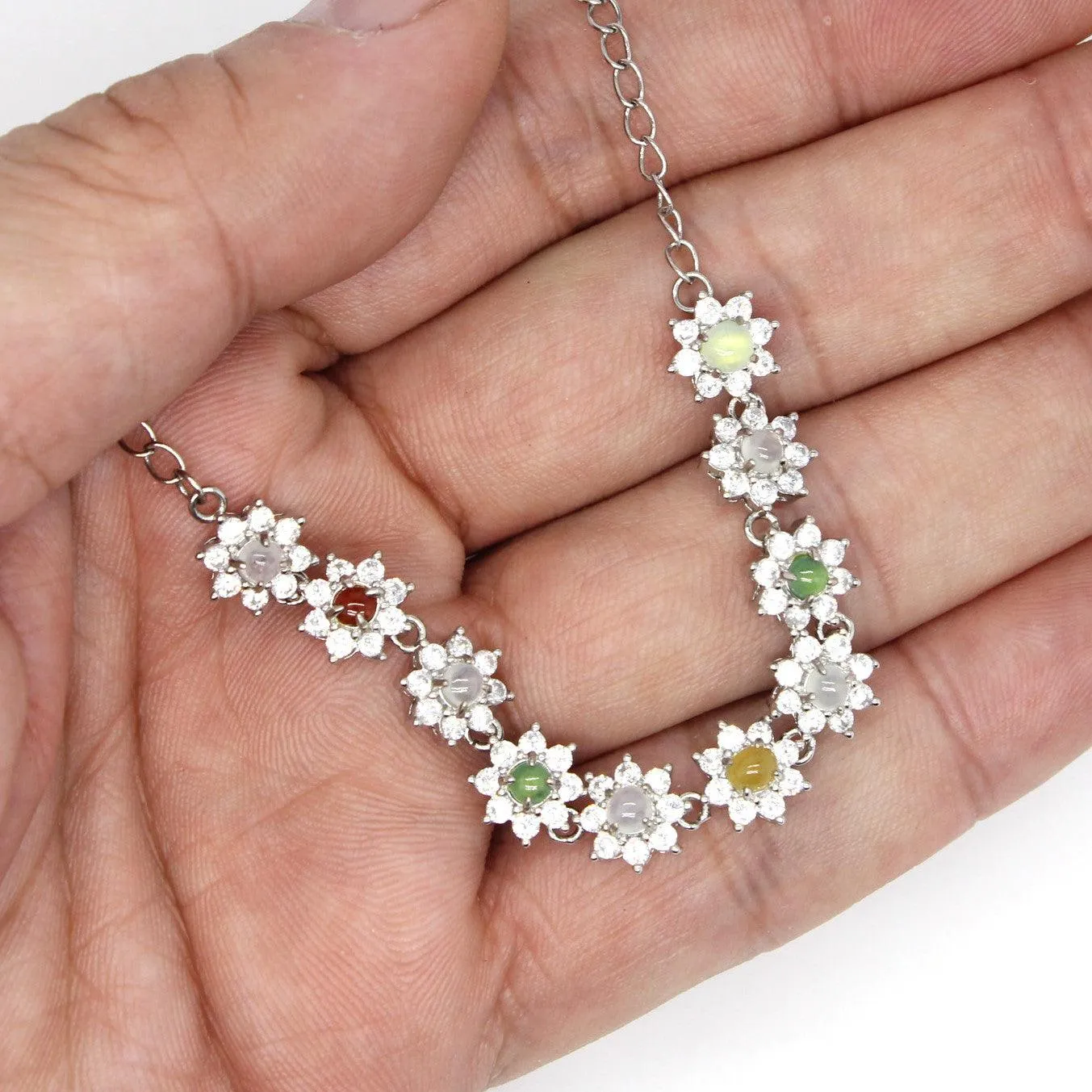 Type A Jadeite Jade Inlay Bracelet