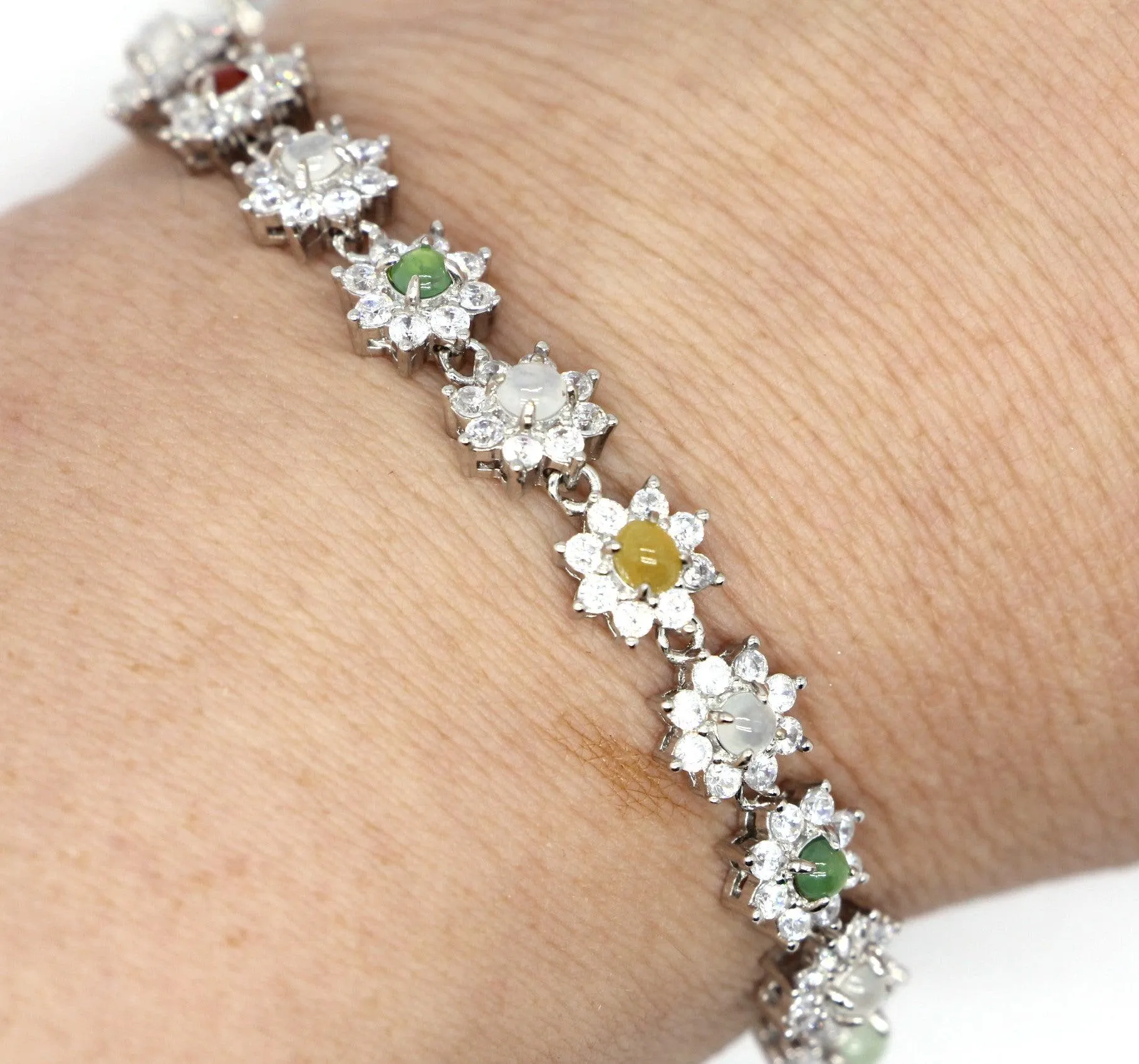 Type A Jadeite Jade Inlay Bracelet