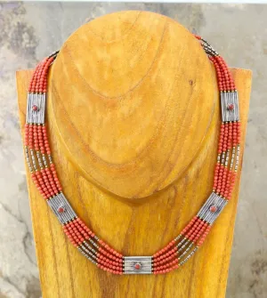 Vintage Pink Coral Tibetan Necklace