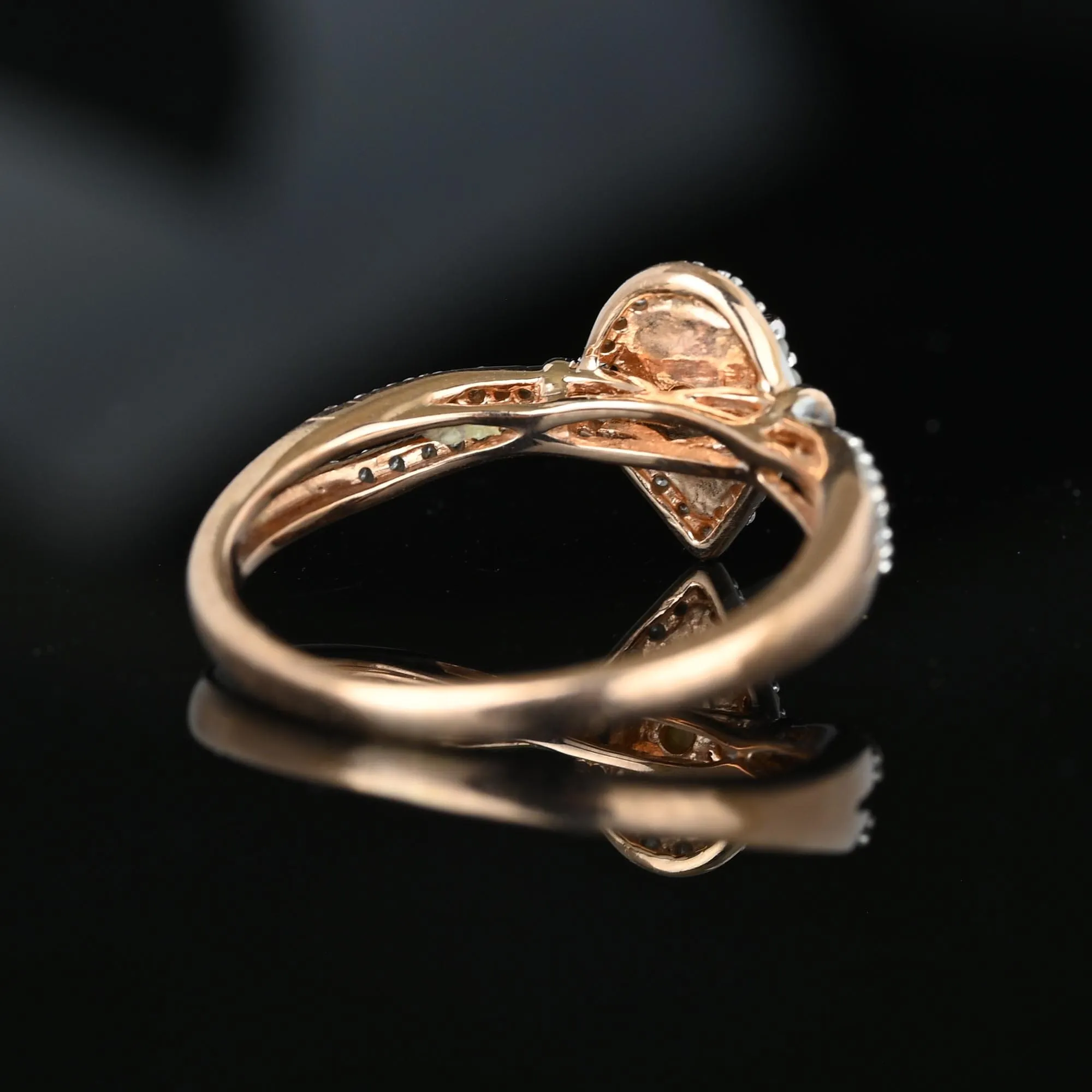 Vintage Rose Gold Diamond Cluster Halo Opal Ring