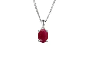 White Gold Oval Ruby Necklace