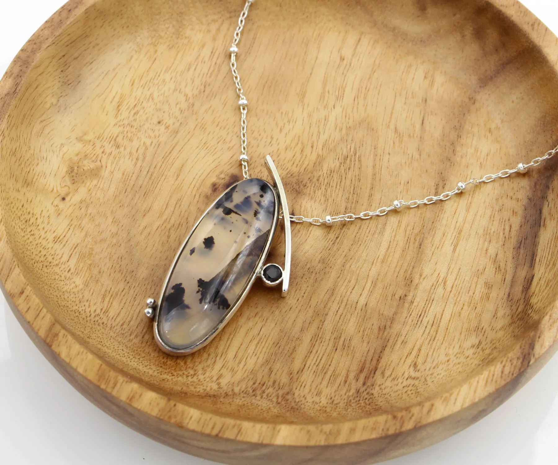 Wild Cat Spotted Montana Agate Abstract Necklace