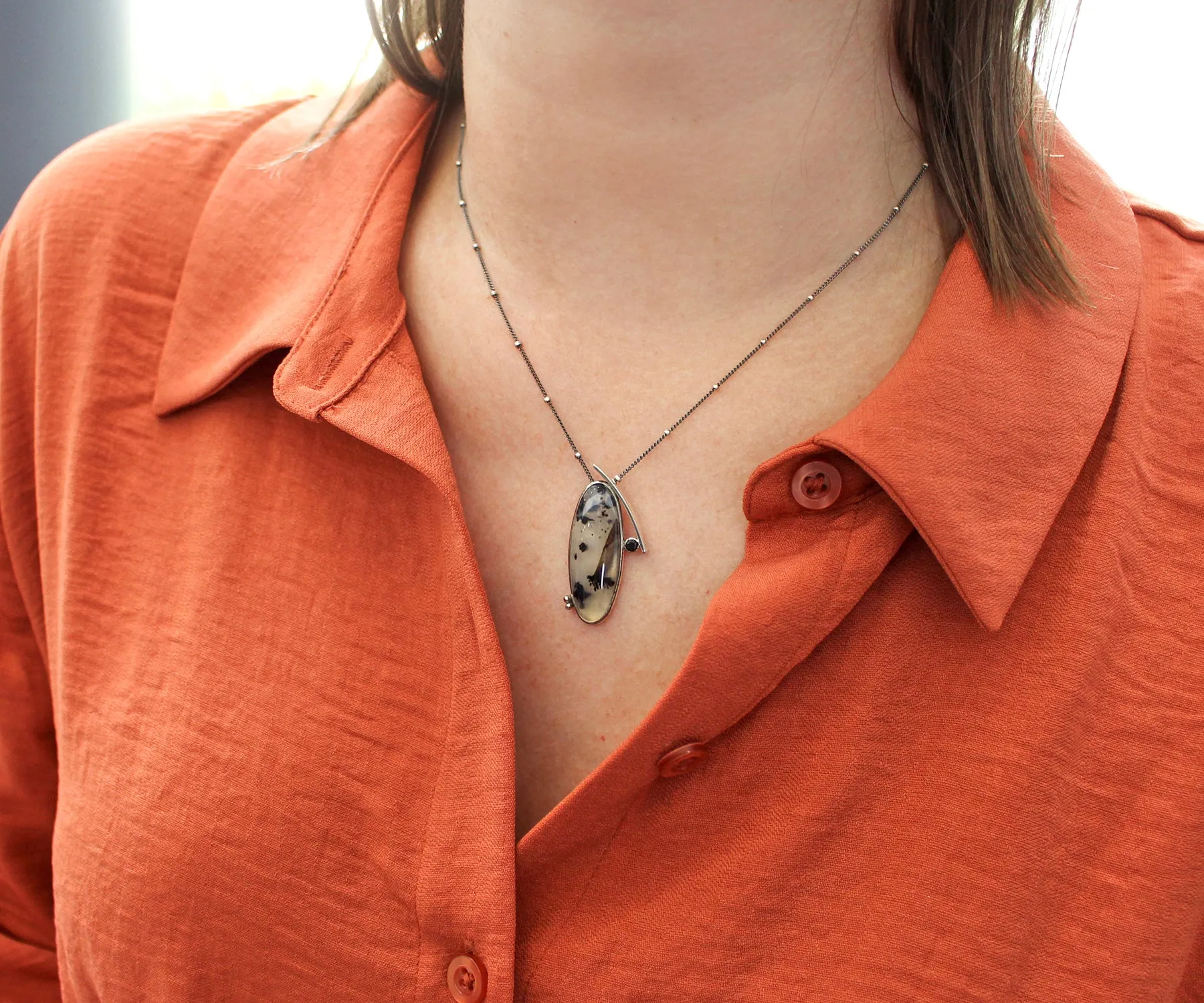Wild Cat Spotted Montana Agate Abstract Necklace