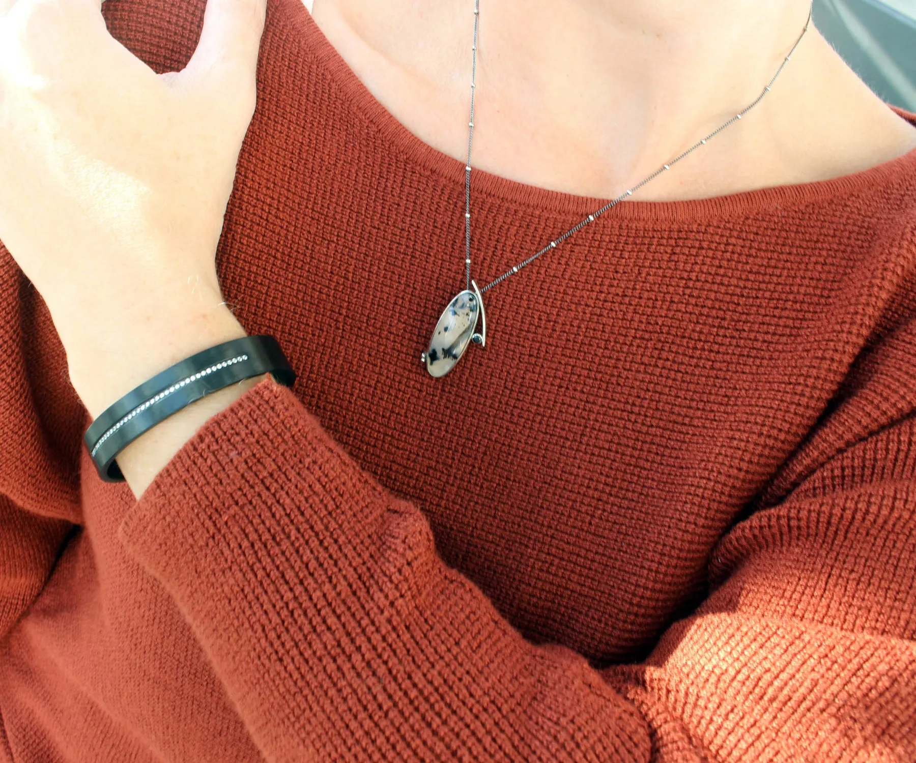 Wild Cat Spotted Montana Agate Abstract Necklace