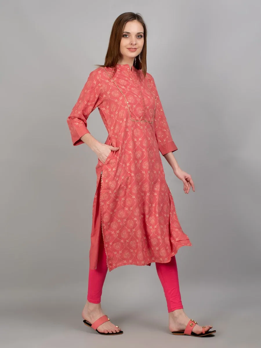 Women Coral Ornamental Printed Kurta