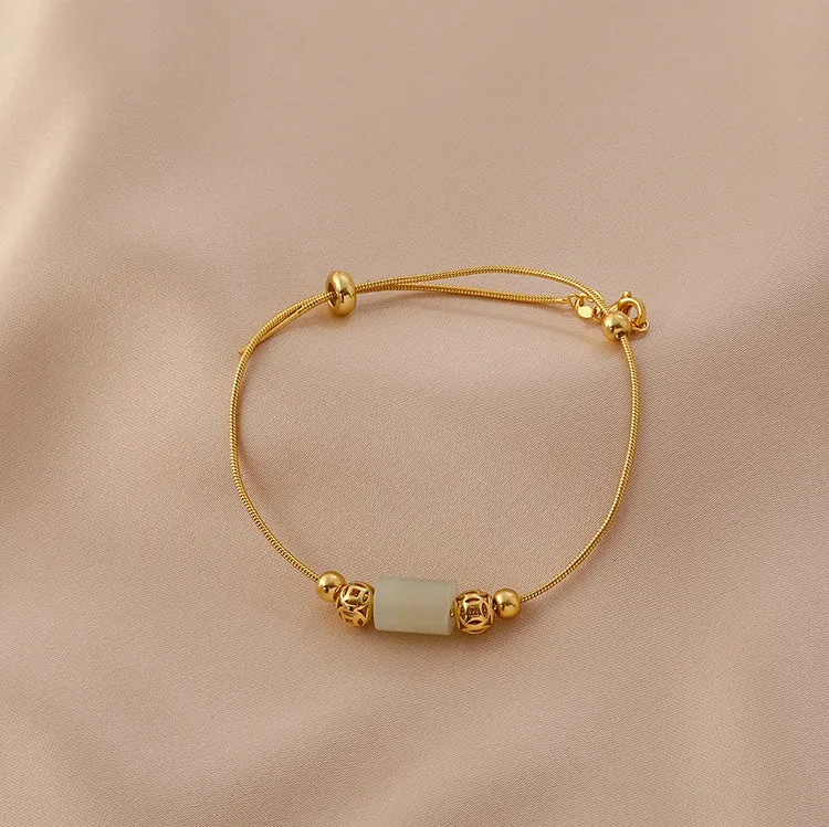 Womens Real Jade Bracelet Adjustable Sterling Silver Charm Bracelets For Women