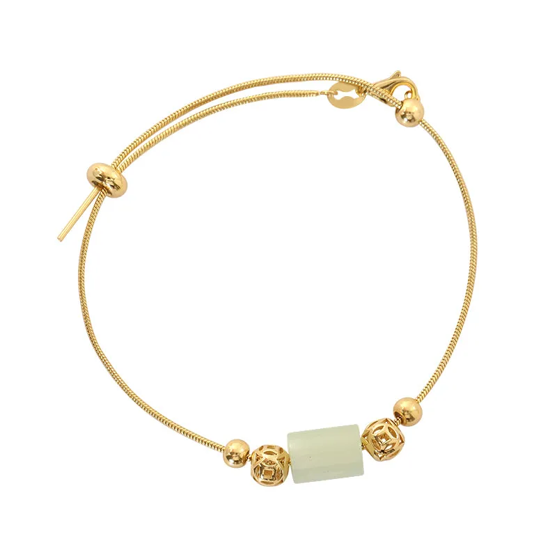 Womens Real Jade Bracelet Adjustable Sterling Silver Charm Bracelets For Women