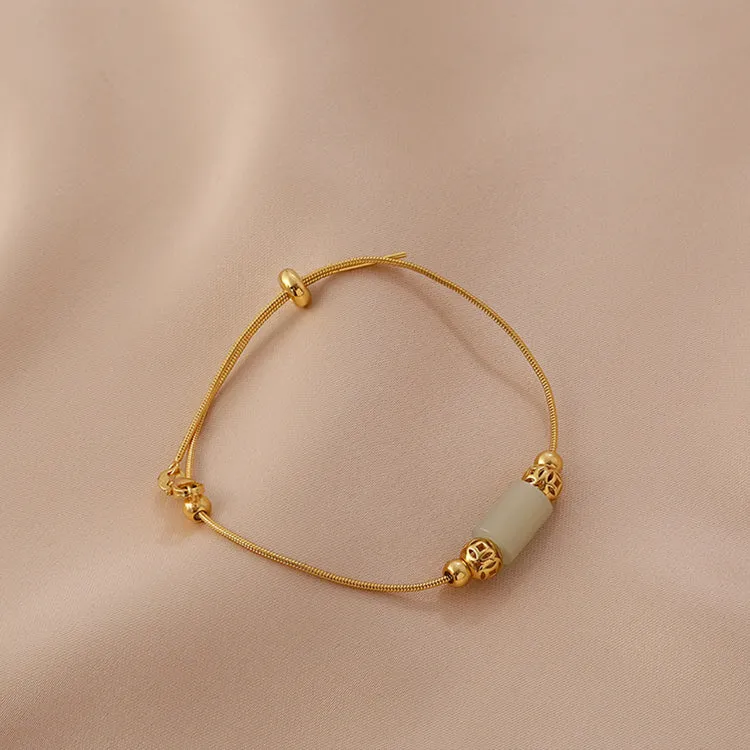 Womens Real Jade Bracelet Adjustable Sterling Silver Charm Bracelets For Women