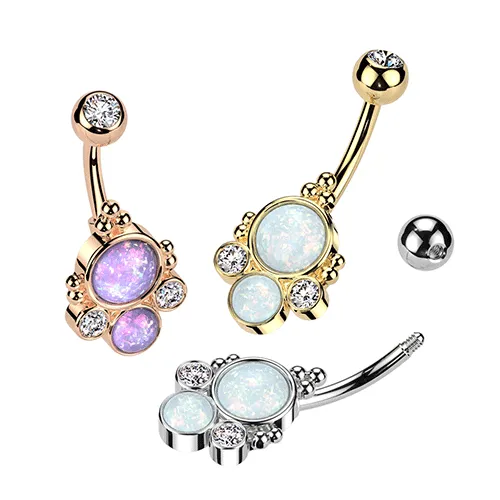 Zelda Opal Blitz Belly Ring with Gold Plating